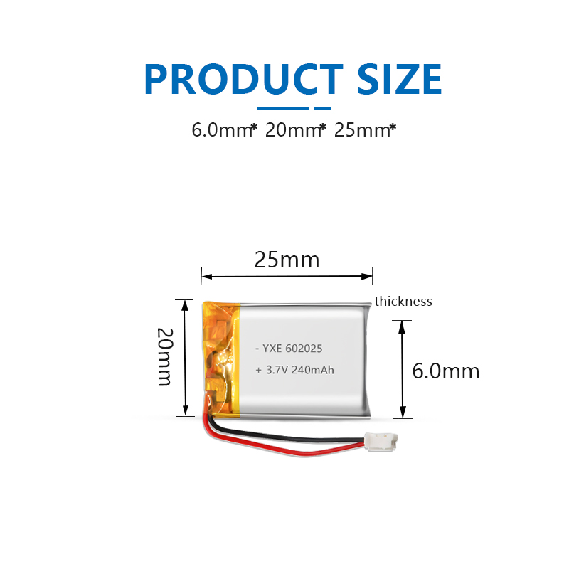 3.7 V Li-ion Battery 602025-240mah